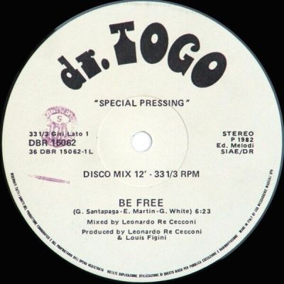  Dr Togo Be Free Vinyl 12 33 Rpm Stereo Derby Dbr 15062 1982 Italy